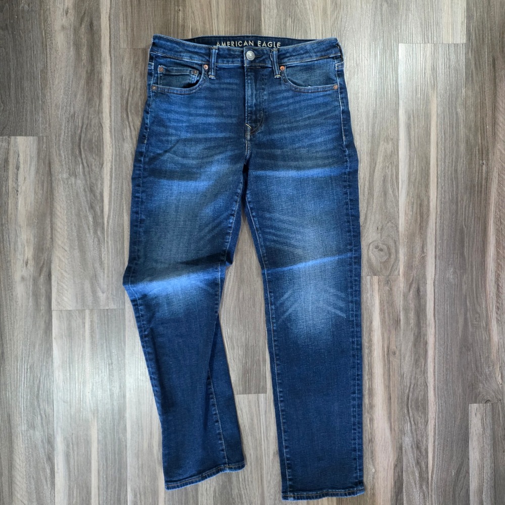American Eagle Original Straight Jeans Mens‎ 32x32 Dark Wash Denim Blue Pants